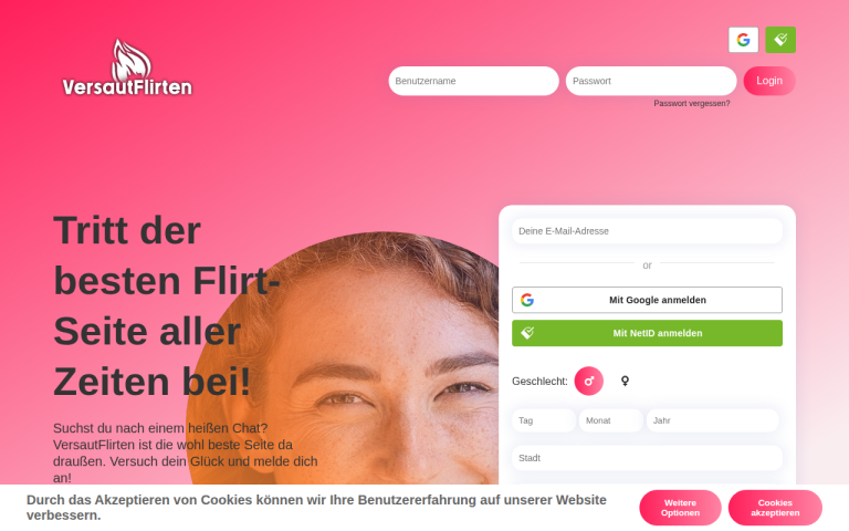 versautflirten.com Erfahrungen & Bewertungen Webseite Screenshot