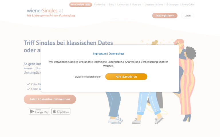 wienersingles.at Erfahrungen & Bewertungen Webseite Screenshot