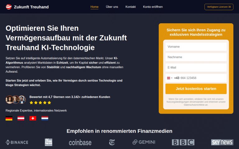 zukunfttreuhand.com Erfahrungen & Bewertungen Webseite Screenshot
